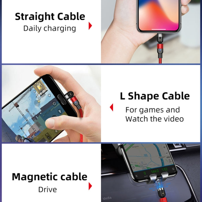 Cable de carga magnético giratorio trenzado de nailon, salida USB de 2m y 2A a 8 pines