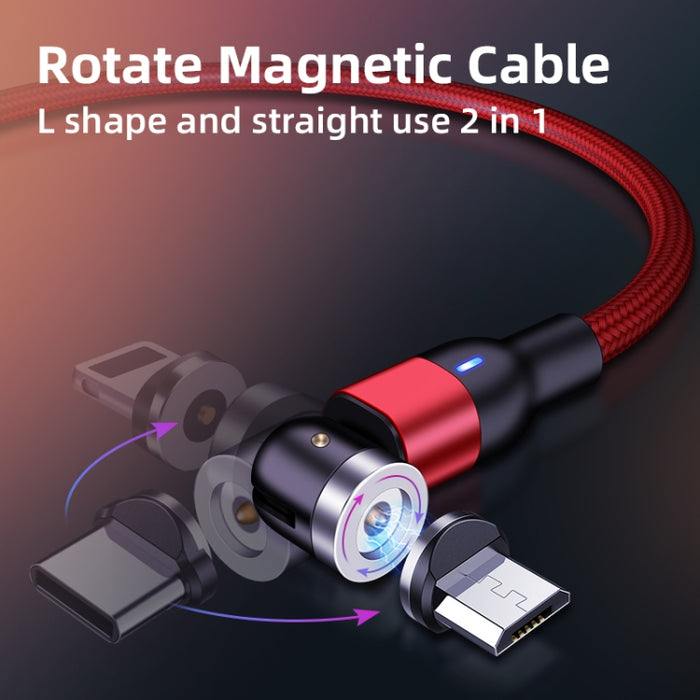 Cable de carga magnético giratorio trenzado de nailon, salida USB de 2m y 2A a 8 pines