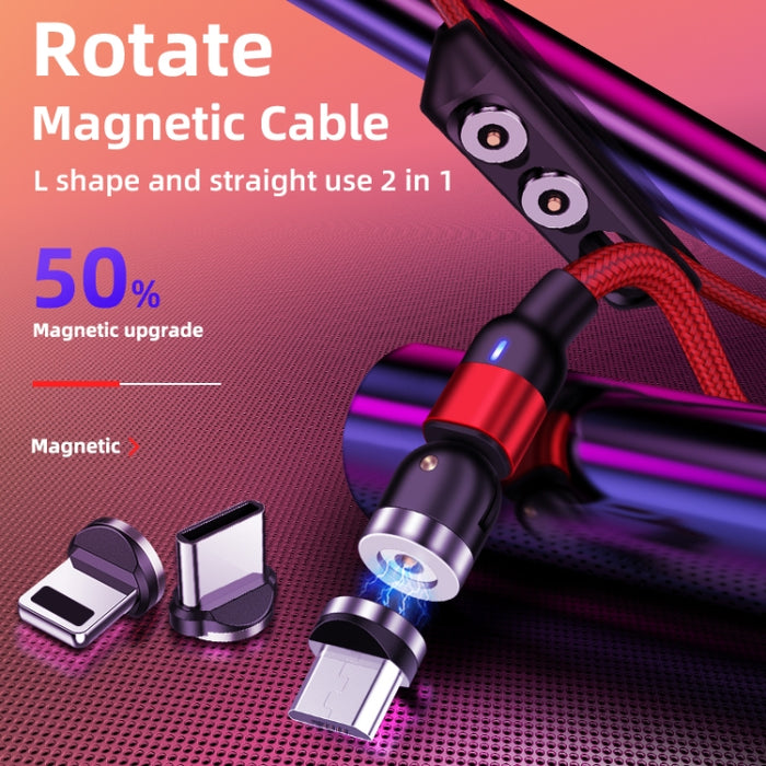 Cable de carga magnético giratorio trenzado de nailon, salida USB de 2m y 2A a 8 pines