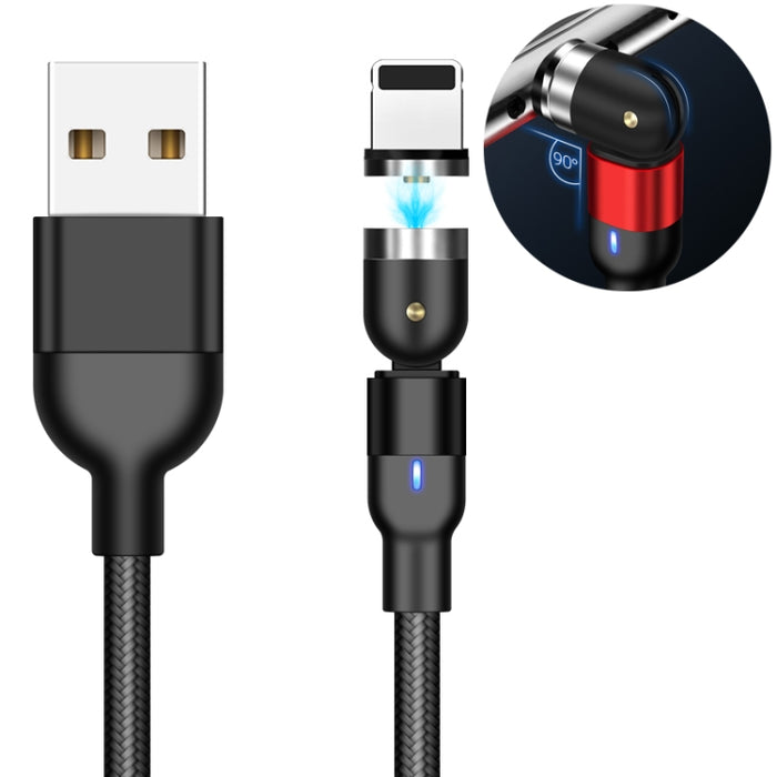 Cable de carga magnético giratorio trenzado de nailon, salida USB de 2m y 2A a 8 pines