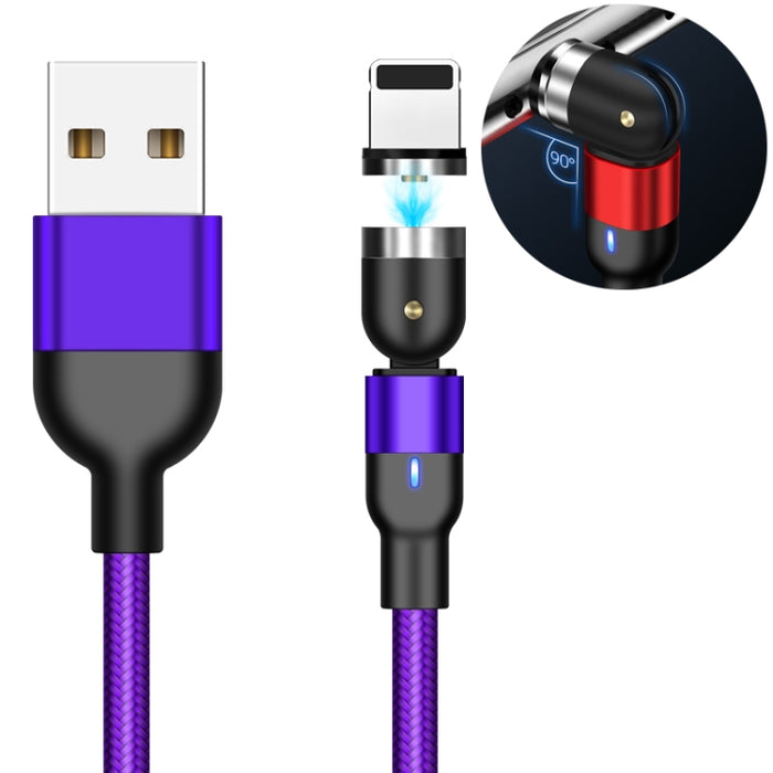 Cable de carga magnético giratorio trenzado de nailon, salida USB de 2m y 2A a 8 pines