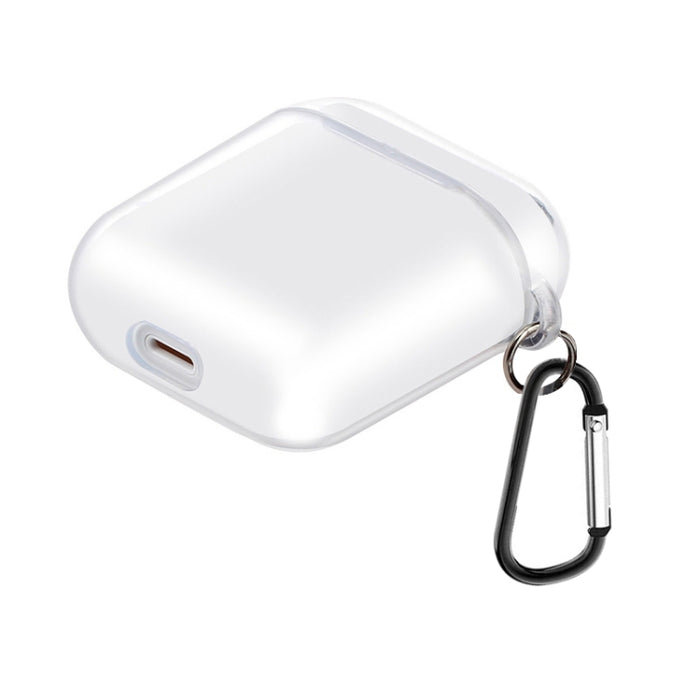 Para AirPods 1/2 Funda protectora para auriculares de TPU transparente alta con gancho