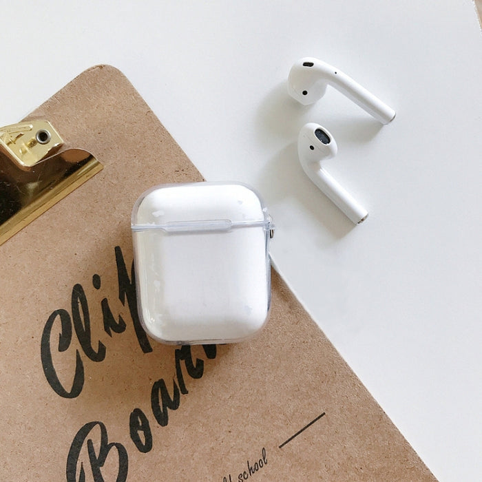 Para AirPods 1/2 Funda protectora para auriculares de TPU transparente alta con gancho
