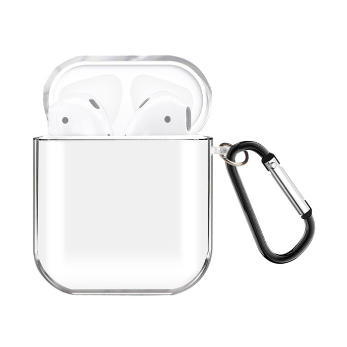 Para AirPods 1/2 Funda protectora para auriculares de TPU transparente alta con gancho
