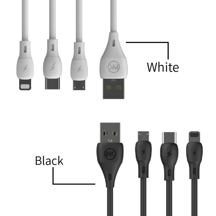 WK WDC-072 Cable de carga de sincronización de datos de 1 m, 2,1 A, serie de velocidad completa, USB a 8 pines