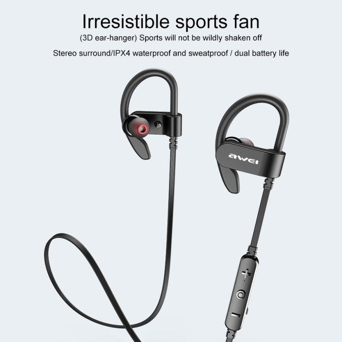 Awei WT50 IPX4 Auricular inalámbrico Bluetooth impermeable montado en la oreja con micrófono