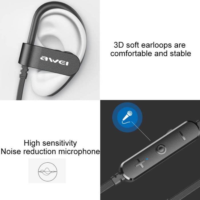 Awei WT50 IPX4 Auricular inalámbrico Bluetooth impermeable montado en la oreja con micrófono