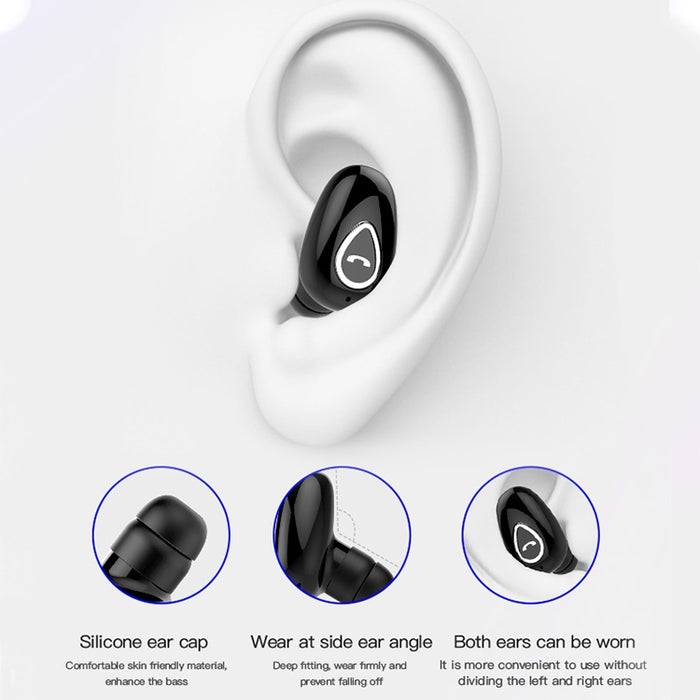 YX01 Auricular Bluetooth inalámbrico Bluetooth 4.1 a prueba de sudor con caja de carga, conexión de memoria compatible y llamada HD