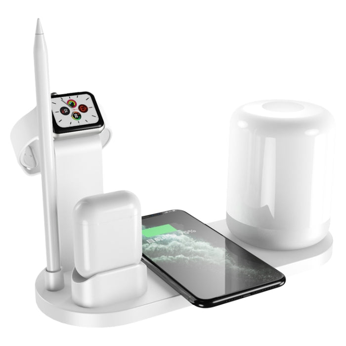WS6 10W 2 puertos USB + Lámpara de escritorio multifunción con puerto USB-C / Type-C + Cargador de carga inalámbrico Qi