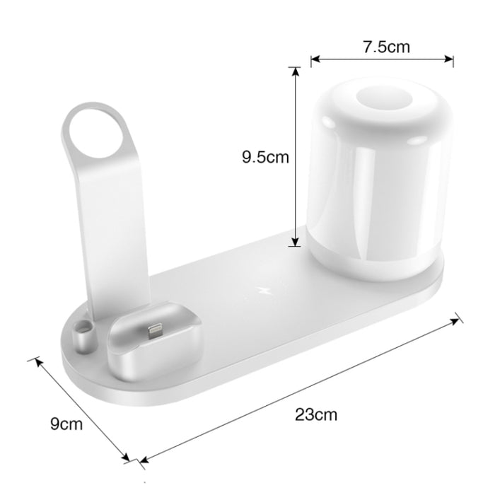 WS6 10W 2 puertos USB + Lámpara de escritorio multifunción con puerto USB-C / Type-C + Cargador de carga inalámbrico Qi
