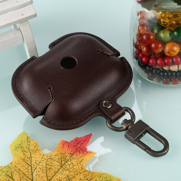 Para AirPods Pro Litchi Texture PU Funda protectora para auriculares de cuero con gancho