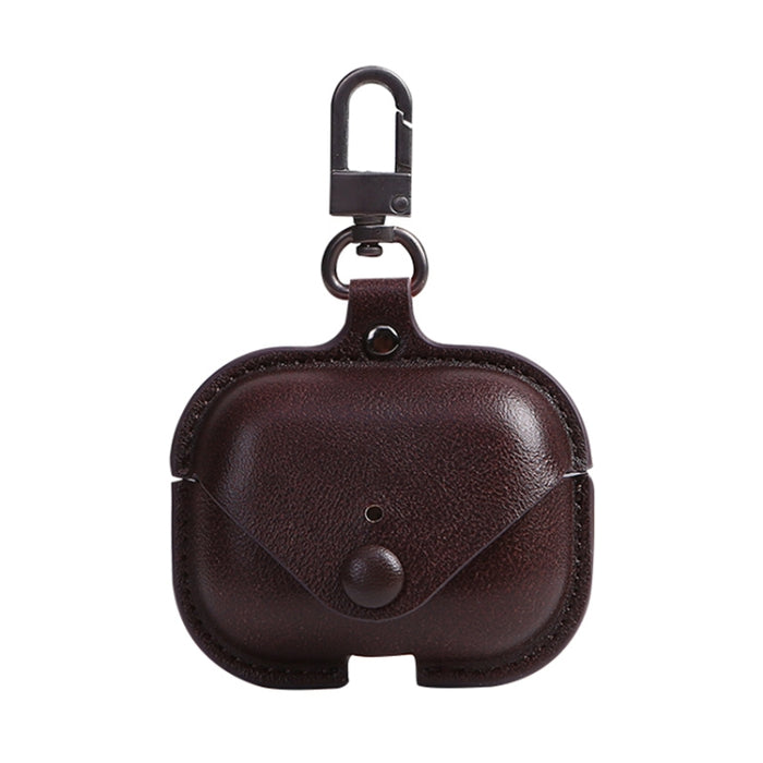 Para AirPods Pro Litchi Texture PU Funda protectora para auriculares de cuero con gancho