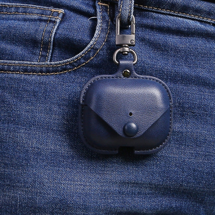Para AirPods Pro Litchi Texture PU Funda protectora para auriculares de cuero con gancho