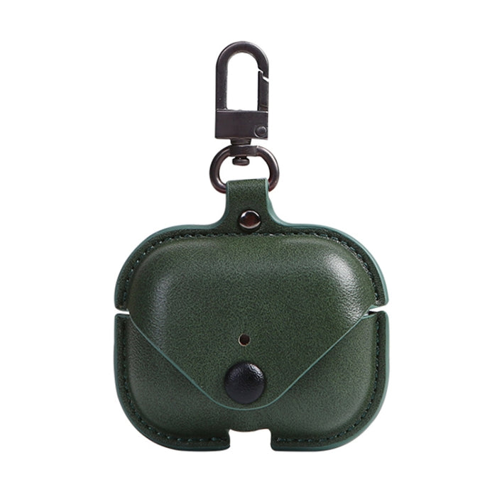 Para AirPods Pro Litchi Texture PU Funda protectora para auriculares de cuero con gancho
