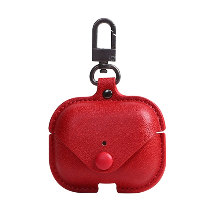 Para AirPods Pro Litchi Texture PU Funda protectora para auriculares de cuero con gancho