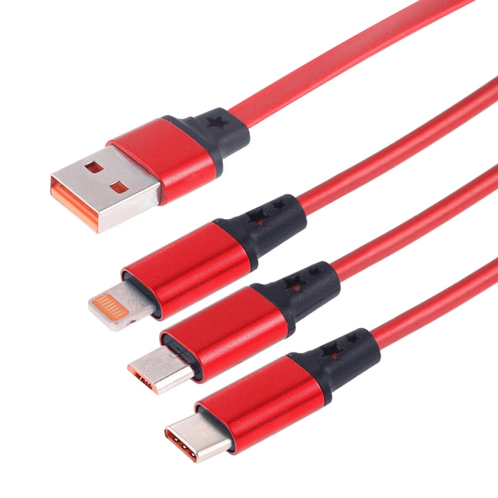 Cable de carga de sincronización de datos retráctil USB 3 en 1 de 1,2 m a USB-C / Type-C + 8 pines + Micro USB