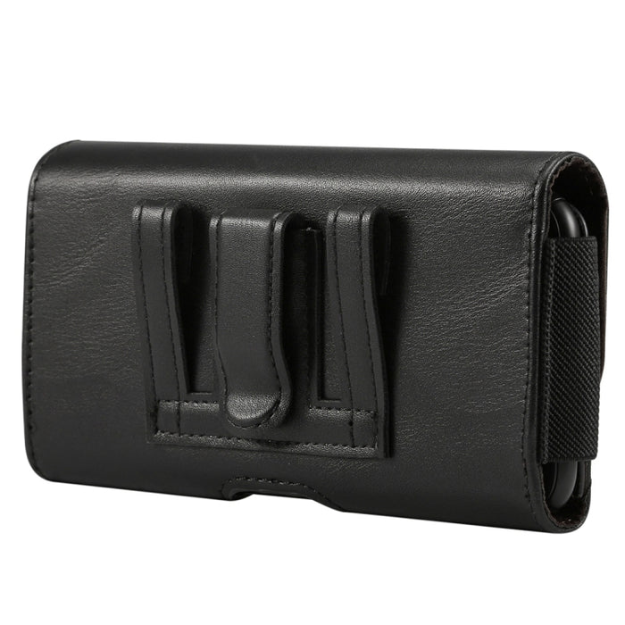 Cordero banda elástica hombres 5,2 pulgadas teléfono móvil Universal colgante cintura Funda de cuero con ranura para tarjeta,