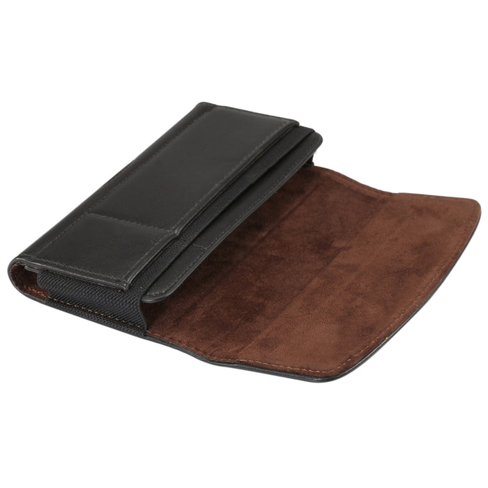 Cordero banda elástica hombres 5,2 pulgadas teléfono móvil Universal colgante cintura Funda de cuero con ranura para tarjeta,