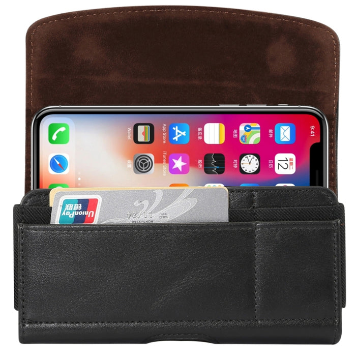 Cordero banda elástica hombres 5,2 pulgadas teléfono móvil Universal colgante cintura Funda de cuero con ranura para tarjeta,
