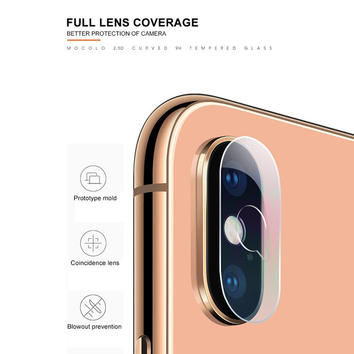 Para iPhone XS / X mocolo 0.15mm 9H 2.5D Lente de cámara trasera de borde redondo Película de vidrio templado