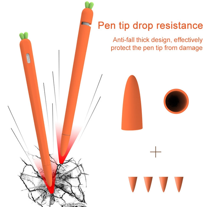 LOVE MEI para Apple Pencil 1 funda protectora de silicona con forma de zanahoria Stylus Pen