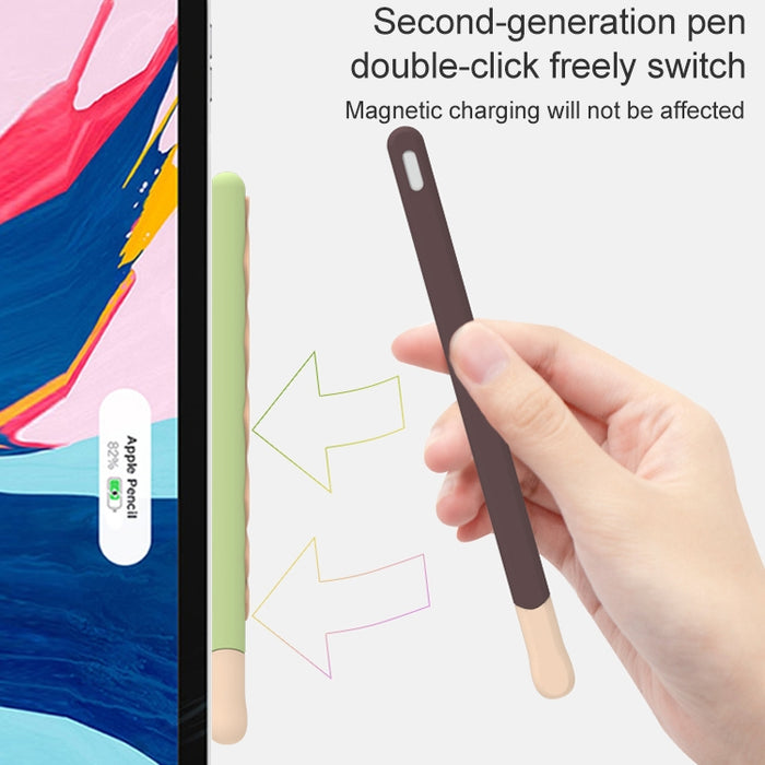 LOVE MEI para Apple Pencil 2 diseño de rayas Stylus Pen funda protectora de silicona