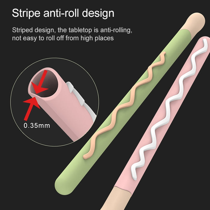 LOVE MEI para Apple Pencil 2 diseño de rayas Stylus Pen funda protectora de silicona