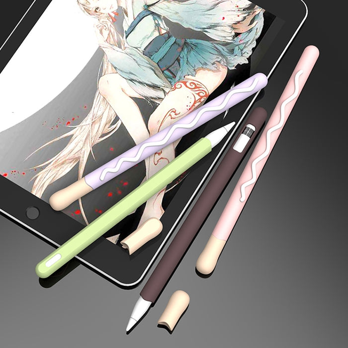 LOVE MEI para Apple Pencil 2 diseño de rayas Stylus Pen funda protectora de silicona