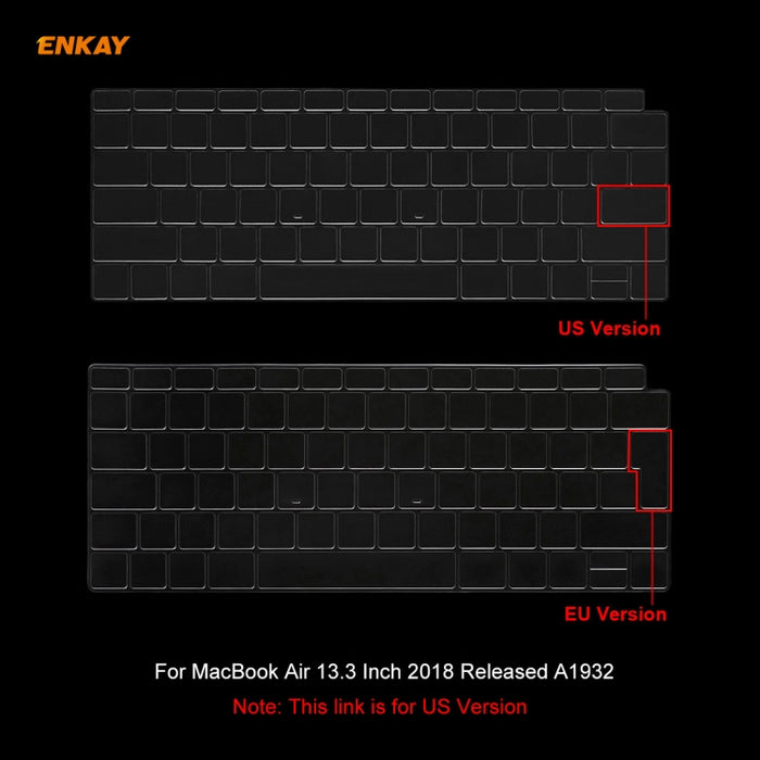 Para MacBook Air 13,3 pulgadas A1932 2018 ENKAY Hat-prince versión estadounidense del portátil cubierta protectora de teclado de TPU ultrafina