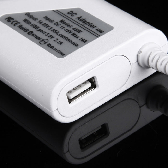 Cargador de coche MagSafe 2 estilo T de 45 W, 14,85 V, 3,05 A, 5 pines, con 1 puerto USB para Apple Macbook A1466 / A1436 / A1465 / A1435 / MD224 / MD231 / MD761 / MD711, longitud: 1,7 m