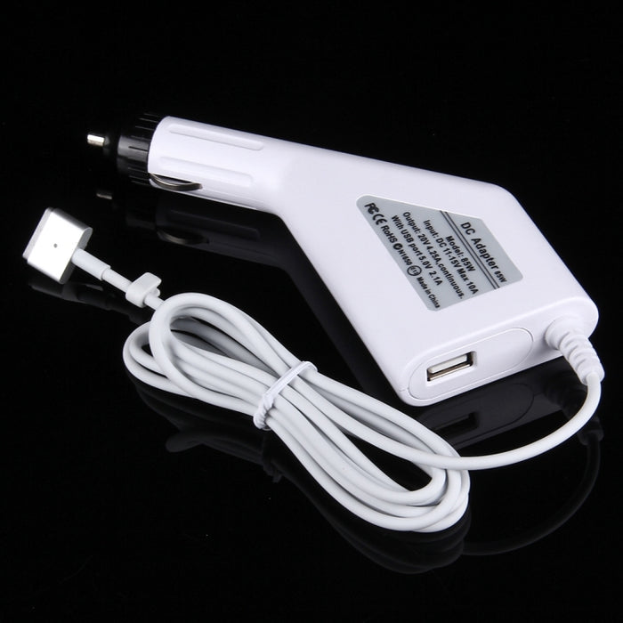 Cargador de coche MagSafe 2 estilo T de 85 W, 20 V, 4,25 A, 5 pines, con 1 puerto USB para Apple Macbook A1398 / A1424 / MC975 / MC976 / ME664 / ME665, longitud: 1,7 m