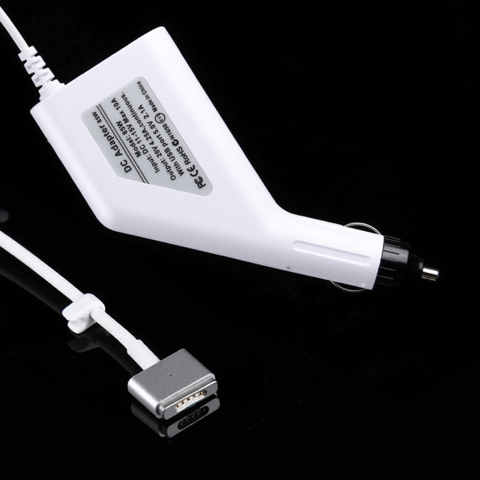 Cargador de coche MagSafe 2 estilo T de 85 W, 20 V, 4,25 A, 5 pines, con 1 puerto USB para Apple Macbook A1398 / A1424 / MC975 / MC976 / ME664 / ME665, longitud: 1,7 m