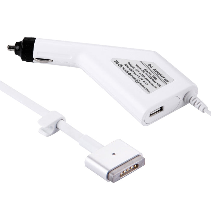 Cargador de coche MagSafe 2 estilo T de 85 W, 20 V, 4,25 A, 5 pines, con 1 puerto USB para Apple Macbook A1398 / A1424 / MC975 / MC976 / ME664 / ME665, longitud: 1,7 m