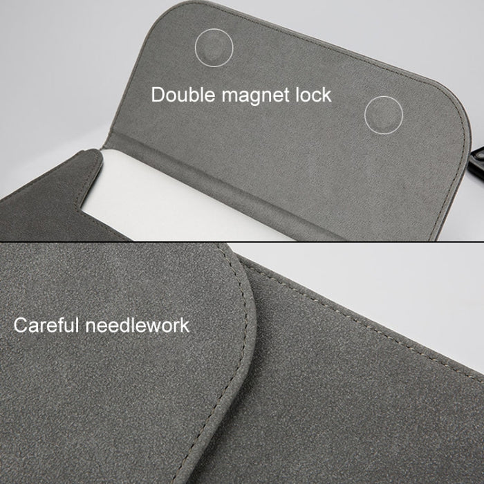 Bolsa interior para portátil de cuero mate horizontal 2 en 1 + bolsa de alimentación para MacBook Air de 13,3 pulgadas A1466 (2012 - 2017) / A1369 (2010 - 2012)