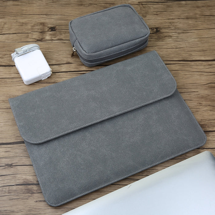 Bolsa interior para portátil de cuero mate horizontal 2 en 1 + bolsa de alimentación para MacBook Air de 13,3 pulgadas A1466 (2012 - 2017) / A1369 (2010 - 2012)