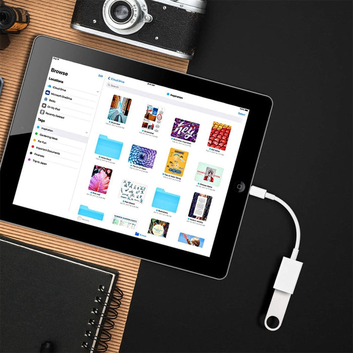 Adaptador de cámara NK102 de 8 pines macho a un solo puerto USB hembra, compatible con sistemas iOS 13.0 y superiores