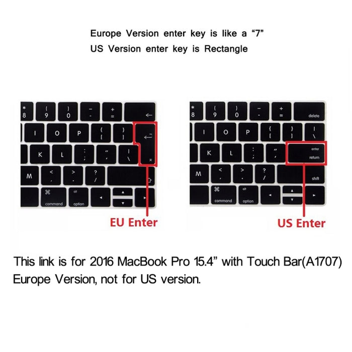 ENKAY Hat-Prince 2 en 1 Funda protectora de plástico rígido esmerilado + Funda protectora de teclado de TPU ultrafina versión europea para MacBook Pro 2016 de 15,4 pulgadas con barra táctil (A1707)
