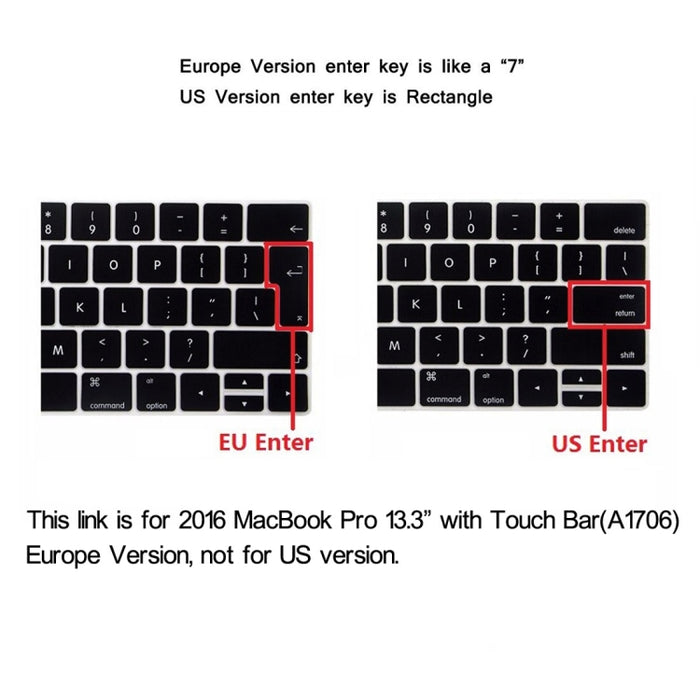 ENKAY Hat-Prince 2 en 1 Crystal Hard Shell Funda protectora de plástico + Versión europea Funda protectora de teclado de TPU ultrafina para MacBook Pro 2016 de 13,3 pulgadas con barra táctil (A1706)