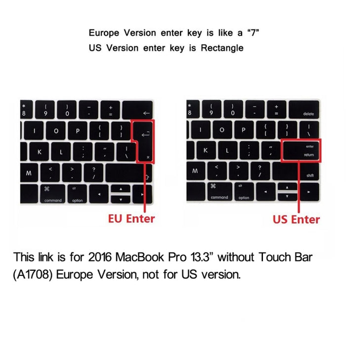 ENKAY Hat-Prince 2 en 1 Crystal Hard Shell Funda protectora de plástico + Versión europea Funda protectora de teclado de TPU ultrafina para MacBook Pro 2016 de 13,3 pulgadas sin barra táctil (A1708)