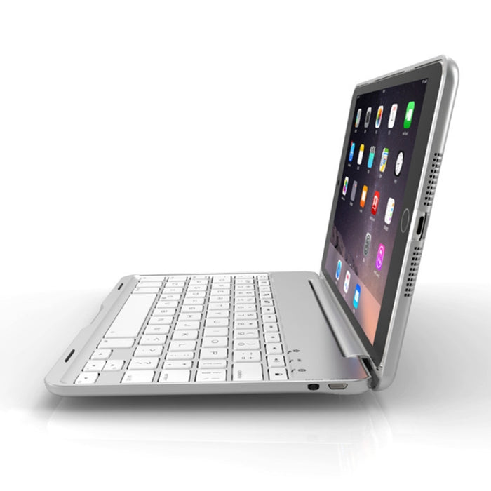 F8SM + versión para ordenador portátil, colorida funda para tableta con teclado Bluetooth de aleación de aluminio retroiluminada para iPad mini 4/mini 5