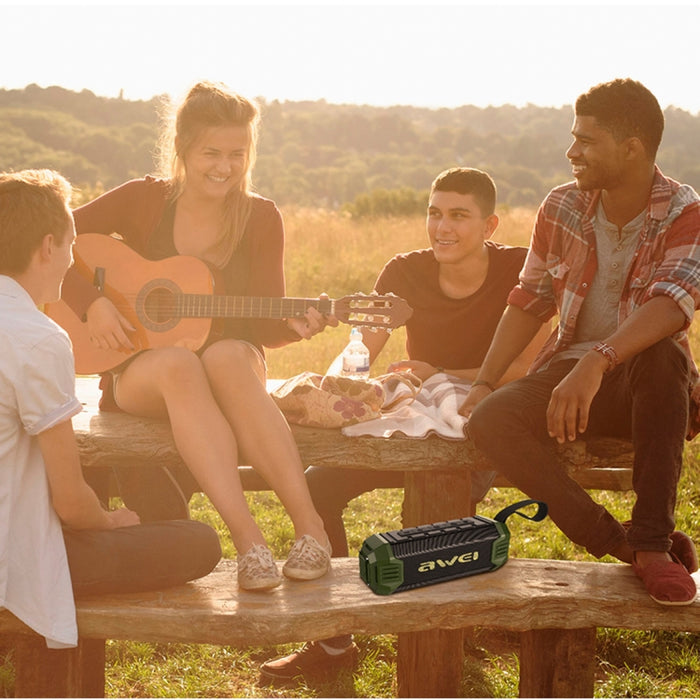 Wei Y280 IPX4 Altavoz Bluetooth Power Bank con graves mejorados, micrófono incorporado, compatible con tarjeta FM/USB/TF/AUX
