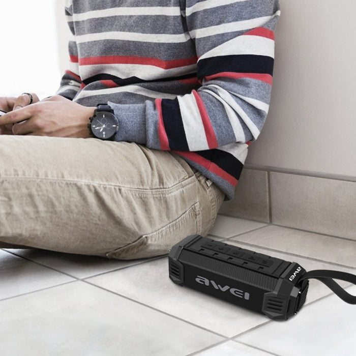 Wei Y280 IPX4 Altavoz Bluetooth Power Bank con graves mejorados, micrófono incorporado, compatible con tarjeta FM/USB/TF/AUX