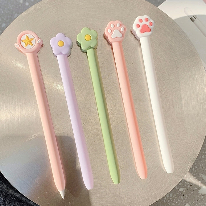 Linda funda protectora de silicona con dibujos animados para Apple Pencil 2 (estrella de cinco puntas rosa)