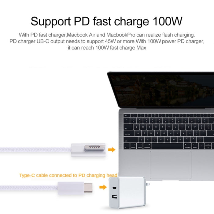 Cable de carga PD MagSafe 2 (en forma de T) de 45 W / 65 W / 85 W / 100 W de 5 pines (en forma de T) a USB-C / Type-C