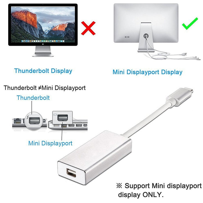 Convertidor USB-C / Type-C 3.1 macho a Mini DP hembra HD, longitud: 12 cm