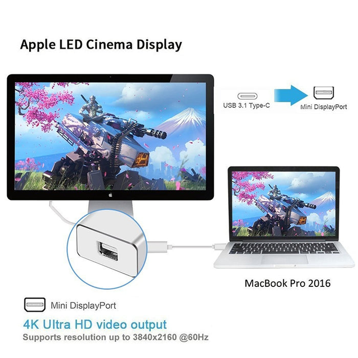 Convertidor USB-C / Type-C 3.1 macho a Mini DP hembra HD, longitud: 12 cm