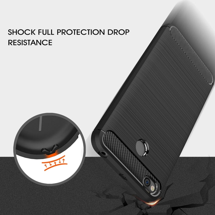 Para Xiaomi Redmi 4X Funda protectora de TPU a prueba de golpes con textura de fibra de carbono cepillada, For Redmi 4X, Redmi 4X