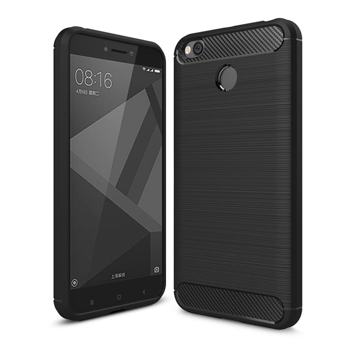 Para Xiaomi Redmi 4X Funda protectora de TPU a prueba de golpes con textura de fibra de carbono cepillada, For Redmi 4X, Redmi 4X