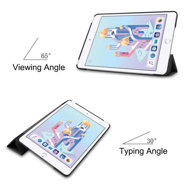 Funda de cuero PU inteligente con tapa horizontal Custer Texture para iPad Mini 4 / Mini 5, con función de suspensión / activación y soporte plegable triple