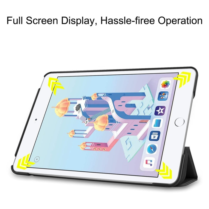 Funda de cuero PU inteligente con tapa horizontal Custer Texture para iPad Mini 4 / Mini 5, con función de suspensión / activación y soporte plegable triple